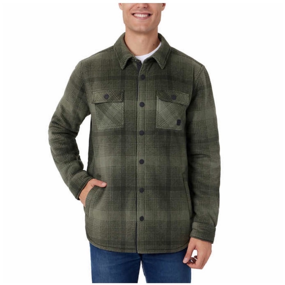 Voyager Men’s Fleece Plaid Sherpa Jacket Green size medium NEW NWT